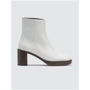 By Far Ellen White Leather Retro Minimalist Heeled Boots Size 37
